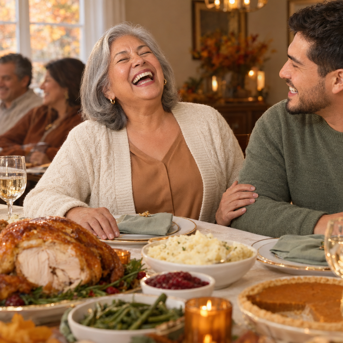 Laughing out loud at the family table