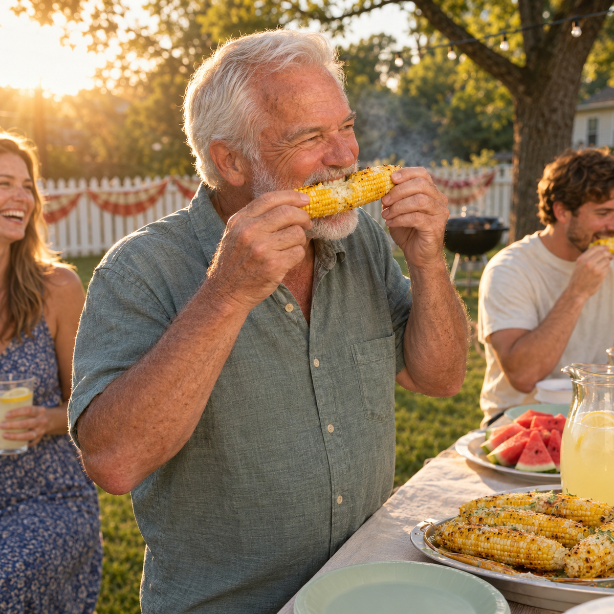 Biting into corn on the cob