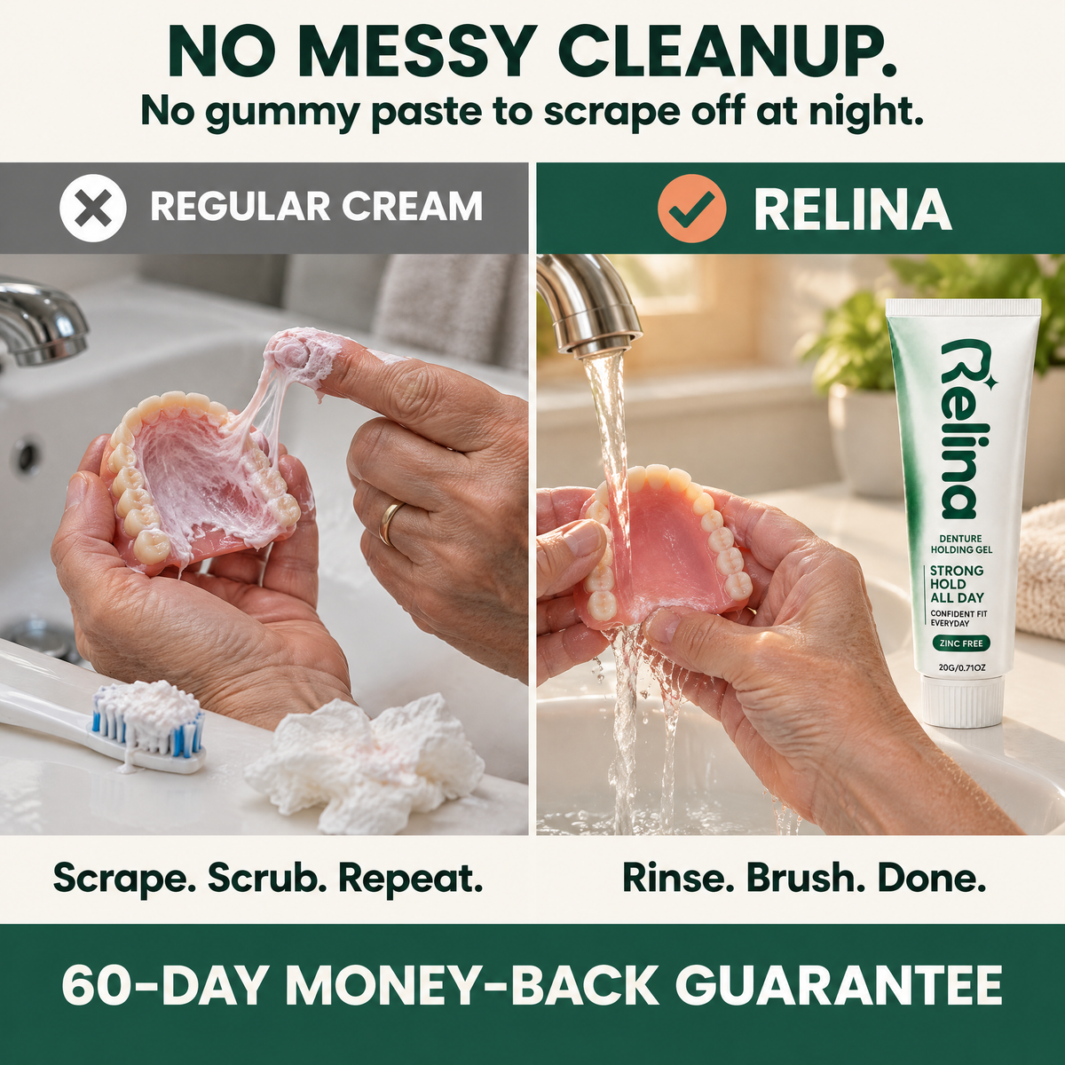No messy cleanup — Relina vs regular cream