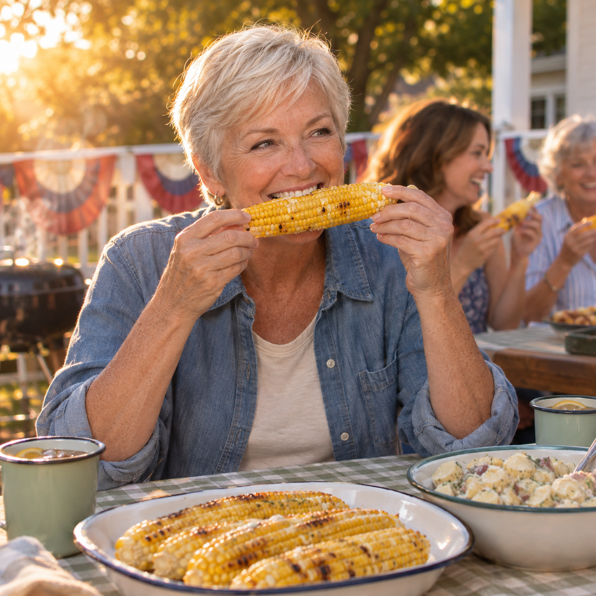 Biting into corn on the cob