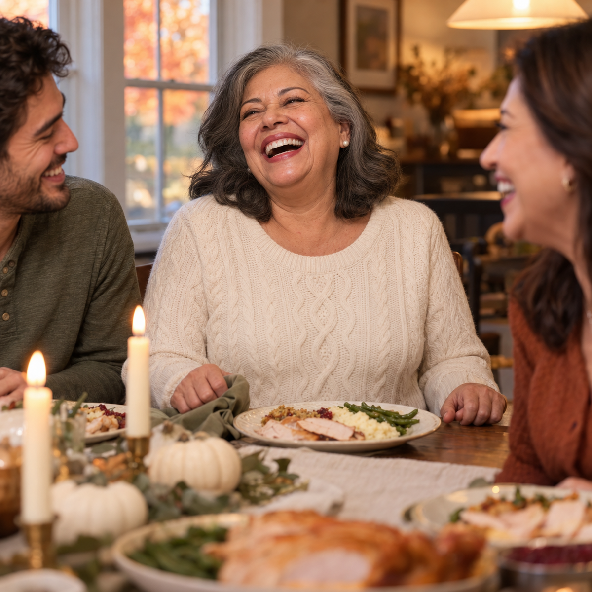 Laughing out loud at the family table