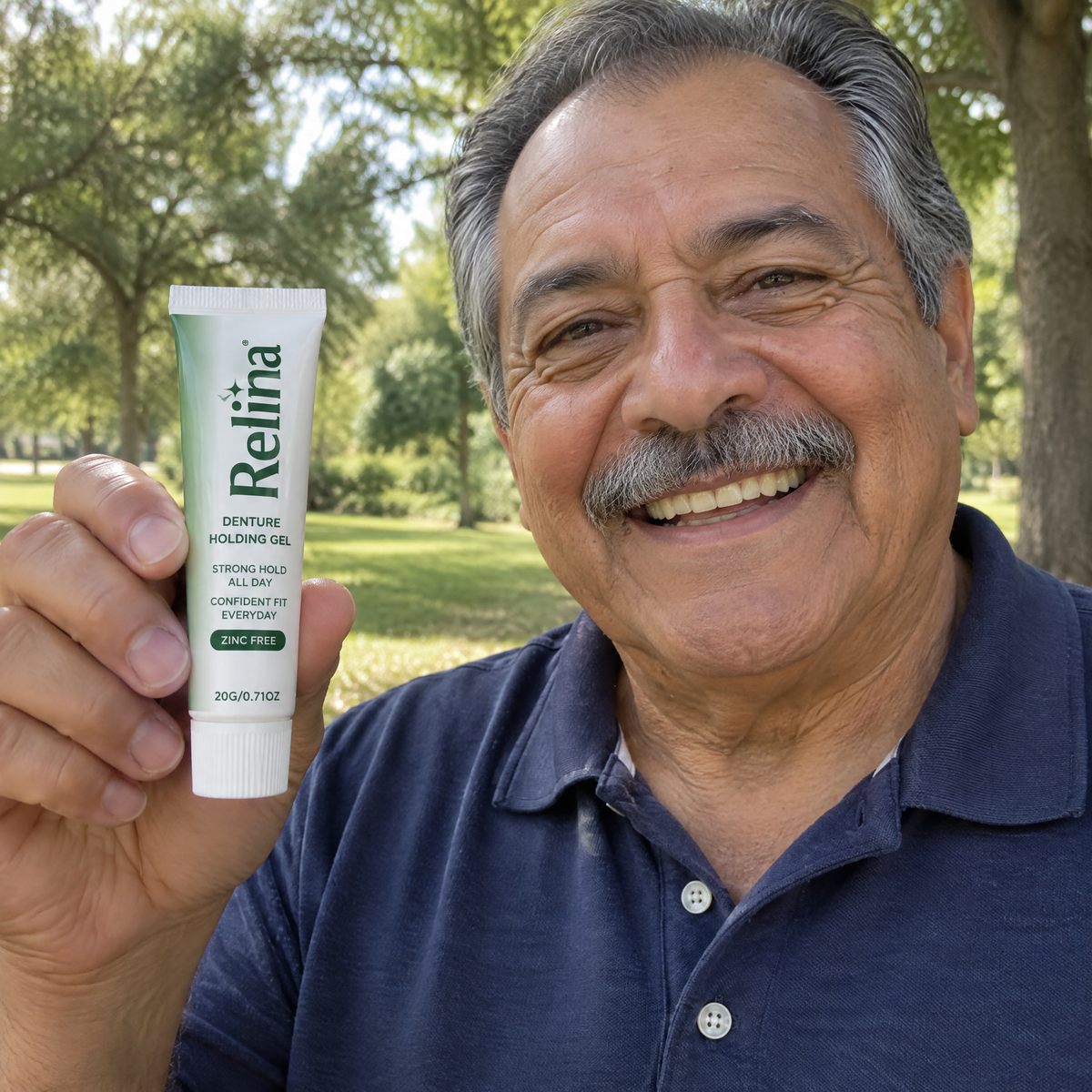 James W. holding Relina tube in park